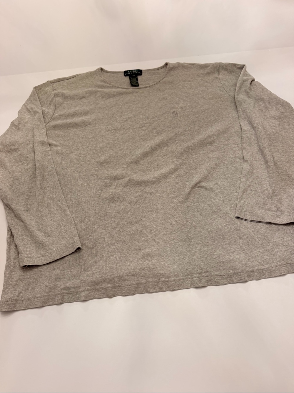 Lauren Ralph Lauren Gray Long Sleeve Crewneck Tee — Women's 3X Plus
